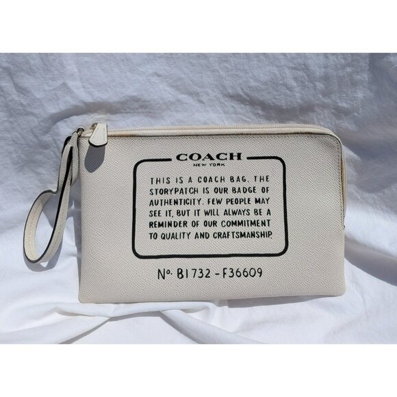 Coach Storypatch Creed Large Pouch Cosmetic Makeup Bag Cream/Off White F36609 - Picture 1 of 11